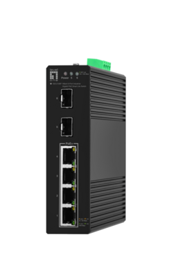 Hilbert 6-Port Industrie Gigabit PoE  -- 2xSFP 4 PoE Outputs 802.3at/af  PoE