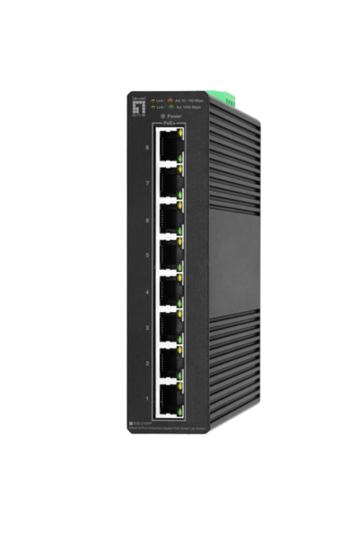 Hilbert 8-Port Industrie Gigabit PoE , 8 PoE Outputs 802.3at/af PoE Industrial Ethernet