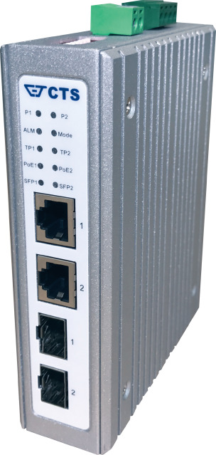 Hutschienen PoE Media Konverter,2 x 100/1000 SFP, 2x 100/1000T RJ45 mit PoE++