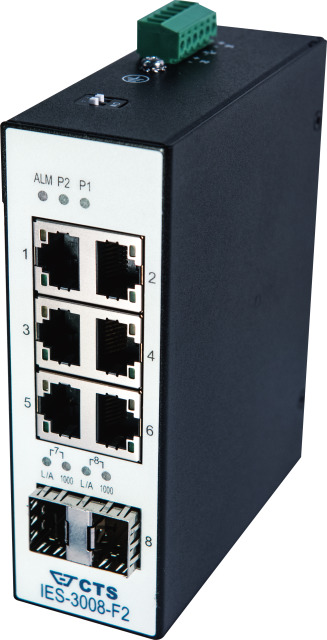 Hutschienen Switch 8 Port, 6x RJ45 10/100/1000Mbit,  mit 2 100/1000 SFP Ports