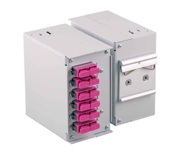 Hutschienenbox Frontblende leer 2,8mm -- für 6x SC-Duplex / LC-Quad