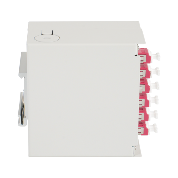 Hutschienenbox OM4 12xLC Pigtail -- abgesetzt 6x LC-Duplex Kupplung