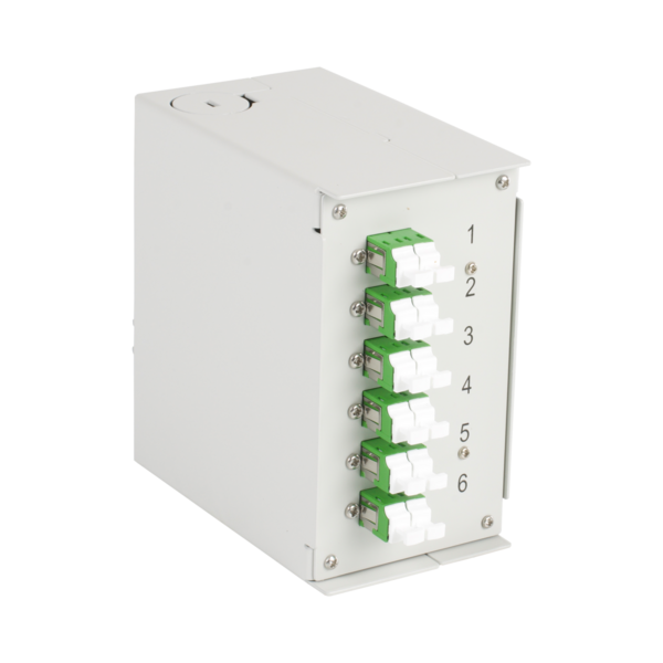 Hutschienenbox OS2 6xLC/APC-Duplex Kupplung -- ohne Pigtails