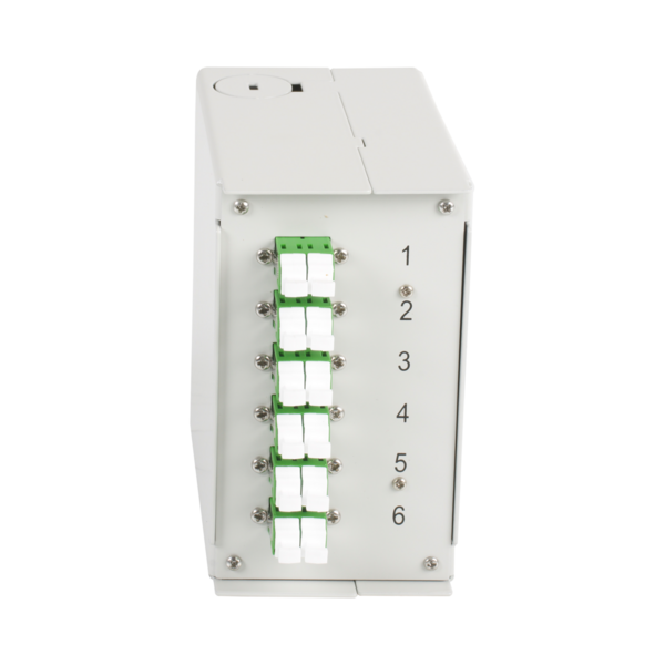 Hutschienenbox OS2 6xLC/APC-Duplex Kupplung -- ohne Pigtails