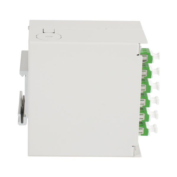 Hutschienenbox OS2 G652D 12xLC/APC Pigtail -- abgesetzt 6x LC/APC-Duplex Kupplung