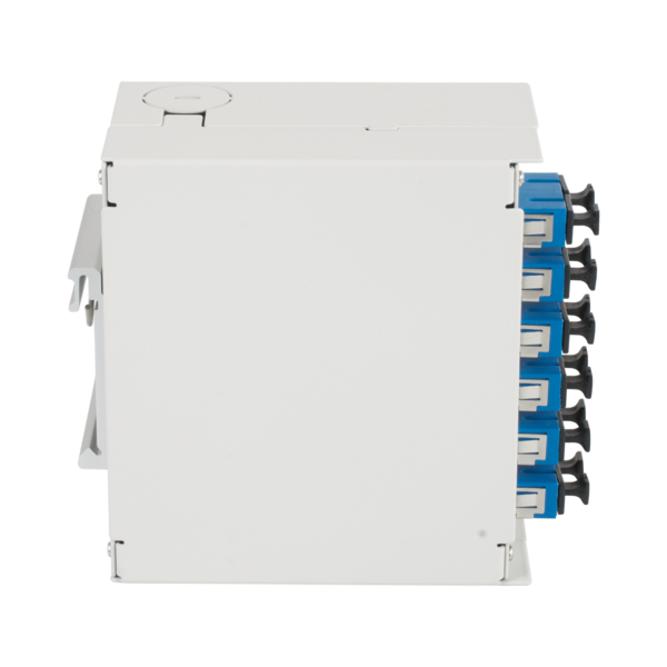 Hutschienenbox OS2 G652D 12xSC Pigtail -- abgesetzt 6x SC-Duplex Kupplung