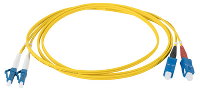 INFRALAN© Duplex Jumper LC-SC 9/125µm -- OS2, LSZH, gelb, 2.0mm, 0,5m