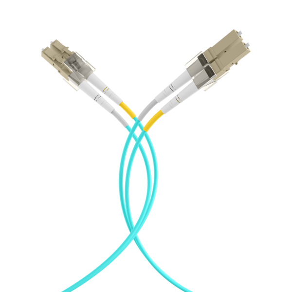 INFRALAN© Duplex Patchkabel Flat-Twin LC-LC OM3 -- 1m LSZH 3x5mm aqua