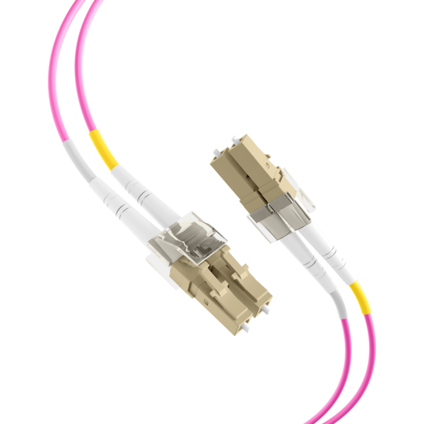 INFRALAN© Duplex Patchkabel Flat-Twin LC-LC OM4 -- 1m LSZH 3x5mm erikaviolett