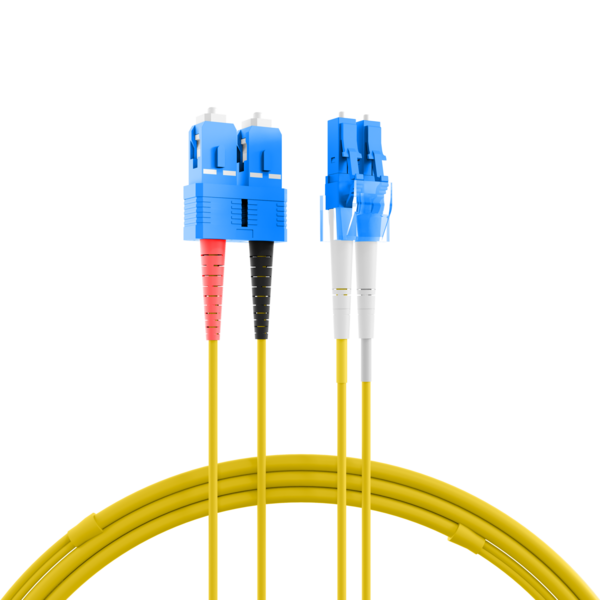 INFRALAN® Duplex Patchkabel Flat-Twin LC-SC OS2, 3m LSZH 3x5mm gelb G652D Glasfaser Patchkabel