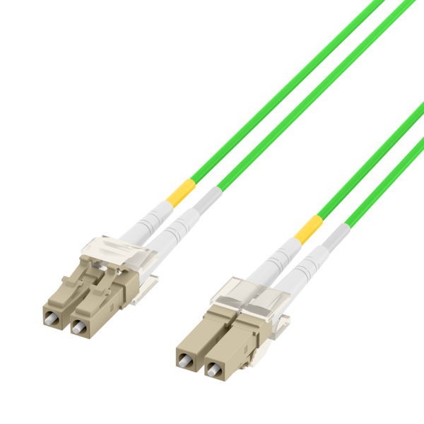 INFRALAN© Duplex Patchkabel LC-LC OM5 -- 1m LSZH 2mm limettengrün