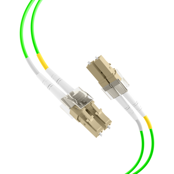 INFRALAN© Duplex Patchkabel LC-LC OM5 -- 2m LSZH 2mm limettengrün