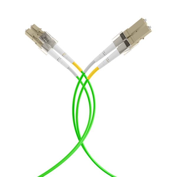 INFRALAN© Duplex Patchkabel LC-LC OM5 -- 2m LSZH 2mm limettengrün