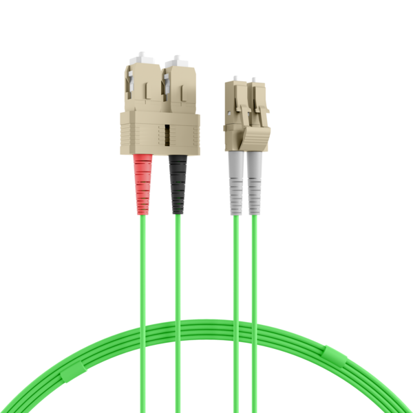 INFRALAN® Duplex Patchkabel LC-SC OM5 -- 5m LSZH 2mm limettengrün