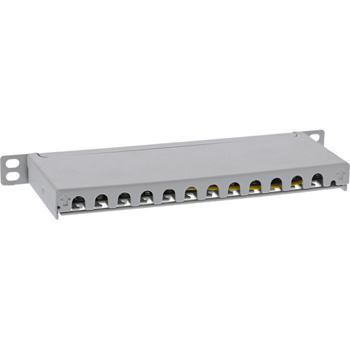 InLine® 10 Patchfeld Cat.6A 0,5HE 12-fach, lichtgrau, RAL7035, mit Staubschutz