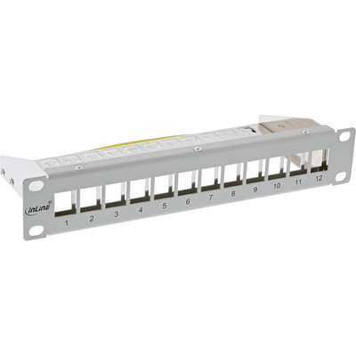 InLine® 10 Patchpanel Leerblech 12-fach, für Keystone Module, 1HE, RAL 7035 grau