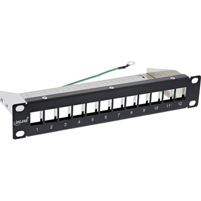 InLine® 10 Patchpanel Leerblech 12-fach, für Keystone Module, 1HE, RAL 9005 schwarz (Produktbild 1)