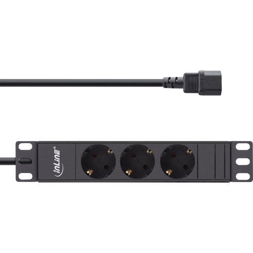 InLine® 10 Steckdosenleiste, 3-fach Schutzkontakt, C14 Anschluss, ohne Schalter