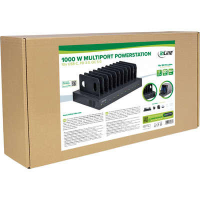 InLine® 1000 W Multiport Powerstation, 10x USB-C, PD 3.0, QC 5.0