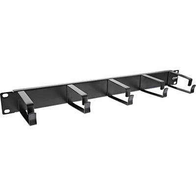 InLine® 19 Kabelführungspanel, 5 große Bügel, RAL9005, schwarz (Produktbild 1)