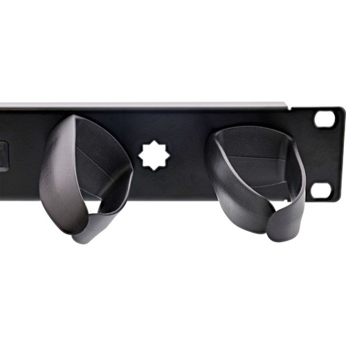 InLine® 19 Kabelführungspanel, 5 Kunststoffbügel abnehmbar, RAL 9005, schwarz