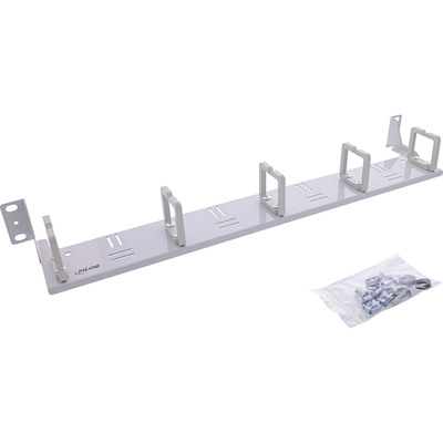 InLine® 19 Kabelführungspanel, 5 Kunststoffbügel horizontal, RAL 7035, grau