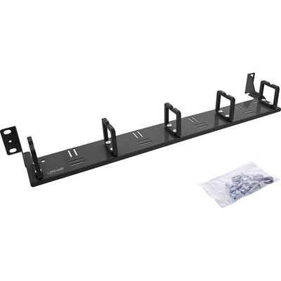 InLine® 19 Kabelführungspanel, 5 Kunststoffbügel horizontal, RAL 9005, schwarz