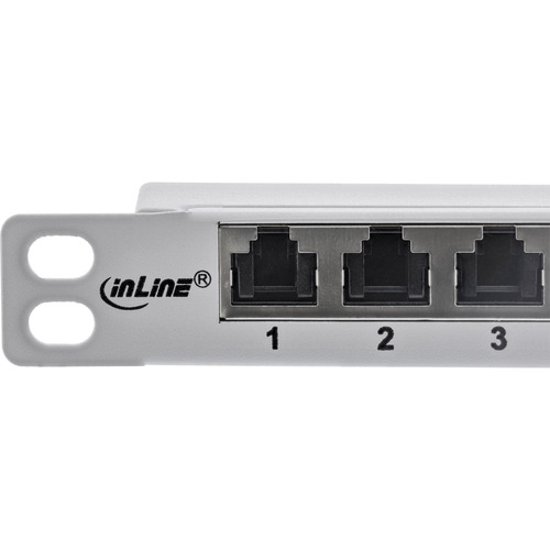 InLine® 19 Patchfeld Cat.6A 0,5 HE 24-fach, mit Staubschutz, grau