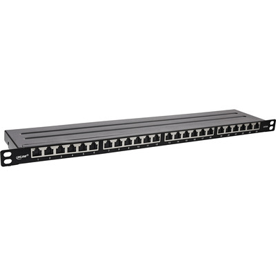 InLine® 19 Patchfeld Cat.6A 0,5 HE 24-fach, mit Staubschutz, schwarz