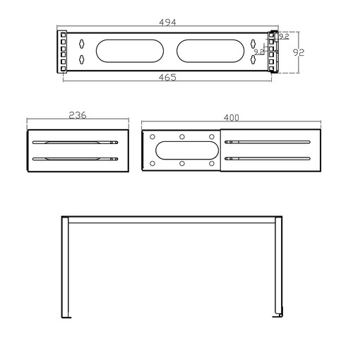 InLine® 19 Rack zur Wandmontage, 2HE, 24-40 cm Tiefe, grau RAL7035
