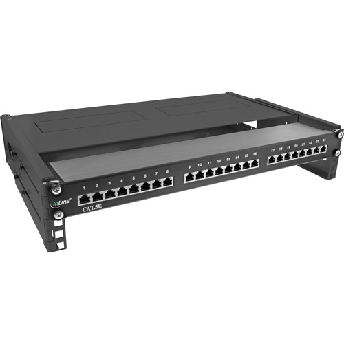InLine® 19 Rack zur Wandmontage, 2HE, 24-40cm Tiefe, mit Abdeckung, schwarz