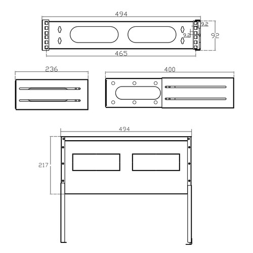 InLine® 19 Rack zur Wandmontage, 2HE, 24-40cm Tiefe, mit Abdeckung, schwarz