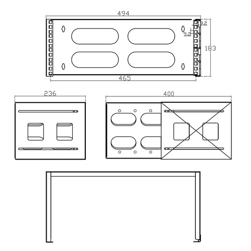 InLine® 19 Rack zur Wandmontage, 4HE, 24-40 cm Tiefe, schwarz RAL9005