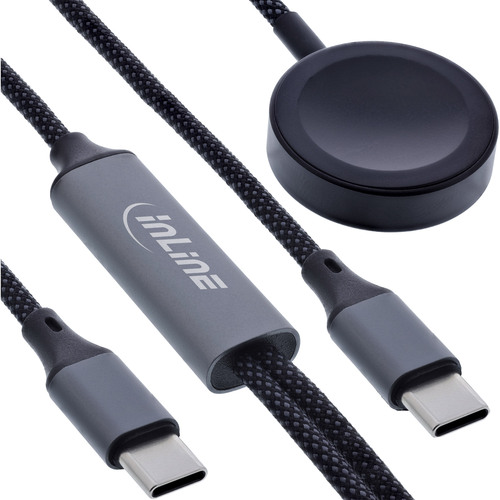 InLine® 2-in-1 Ladekabel für Apple Watch + USB-C, 100 W, USB 2.0, 1,2 m Adapter