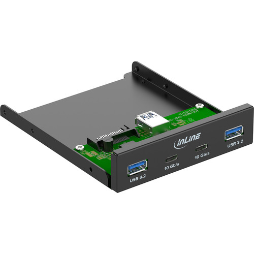 InLine® 3,5 Front Panel, 2x USB-A + 2x USB-C, 10 Gb/s, Metall, schwarz