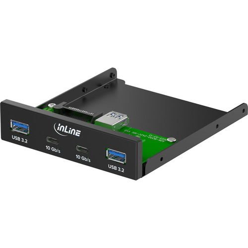 InLine® 3,5 Front Panel, 2x USB-A + 2x USB-C, 10 Gb/s, Metall, schwarz