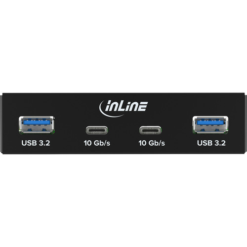 InLine® 3,5 Front Panel, 2x USB-A + 2x USB-C, 10 Gb/s, Metall, schwarz