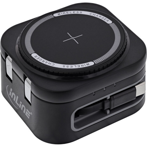 InLine® 3in1 Wireless Charger, 15W Qi MagSafe kompatibel, 0,8m Kabel