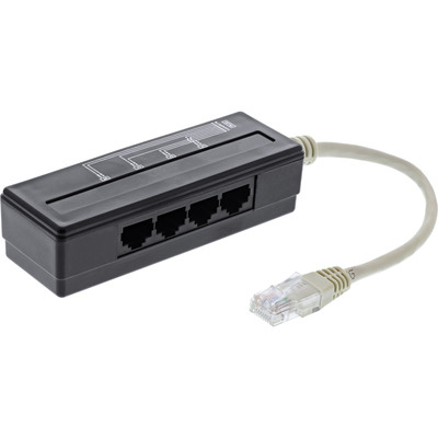 InLine® 4-fach Telefon Port Splitter, RJ45 Stecker an 4x RJ45 Buchse, 0,15m (Produktbild 1)