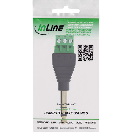 InLine® 6,35mm Klinkenstecker an Terminalblock, Stereo, 3-polig