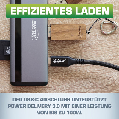 InLine® 8-in-1 USB-C Multihub, HDMI, DP, USB 3.2, PD 3.0 100W, MST