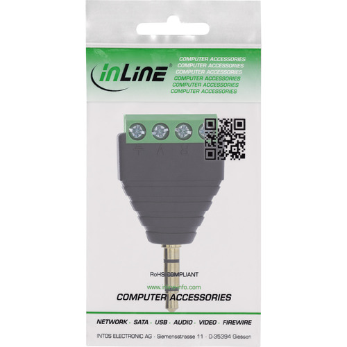 InLine® Adapter 3,5 mm Klinke 4pol Stereo/Mikro auf Terminalblock, schwarz