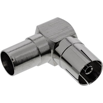 InLine® Antenne Koaxial Verbinder Stecker / Buchse, 90° gewinkelt, Metall (Produktbild 1)