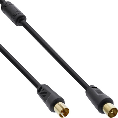 InLine® Antennenkabel, 2x geschirmt, mit Filter, >85dB, schwarz, 0,5m