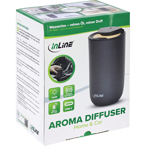 InLine® Aroma Diffuser Home & Car, wasserlos, Ambientelicht, Akku
