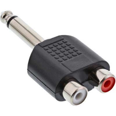 InLine Audio Adapter, 6,3mm Klinke Stecker an 2x Cinch Buchse, Mono