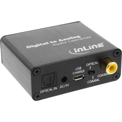 InLine® Audio-Konverter Digital zu Analog, DA-Wandler, Toslink & Cinch Eingang zu Cinch Stereo Ausgang, USB Power (Produktbild 1)