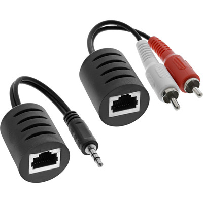 InLine® Audio über RJ45 passiv, 2x Cinch auf 1x Klinke 3,5mm / RJ45 Buchse, max. 50m, 2er Pack (Produktbild 1)