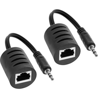 InLine Audio ber RJ45 passiv, Klinke 3,5mm Stecker / RJ45 Buchse, max. 50m, 2er Pack