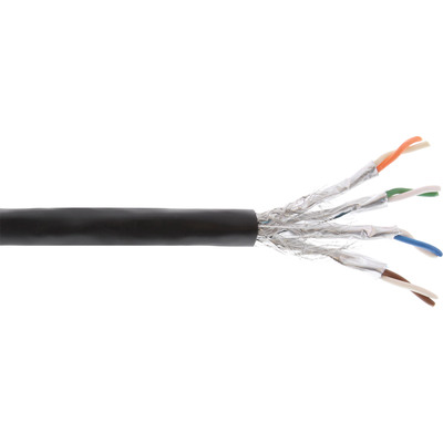 InLine® Außen-Verlegekabel Cat.7a, S/FTP (PiMF) 4x2x0,58 AWG23 Kupfer, 1200MHz, PE-Mantel schwarz, 100m